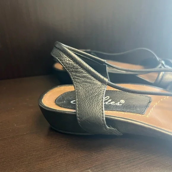 Earthies Women's Sz 8.5 Lacona Leather Black Slingback Sandals - Picture 7 of 10